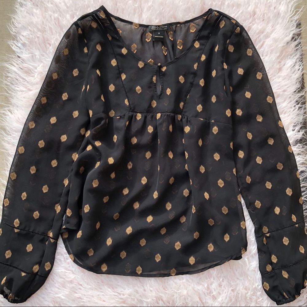 Lucky Brand long sleeved embroidered boho top